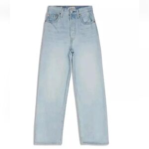 Levi's Jeans Ribcage Straight Ankle Button Fly Blue Stretch Denim Sz 31  32/28